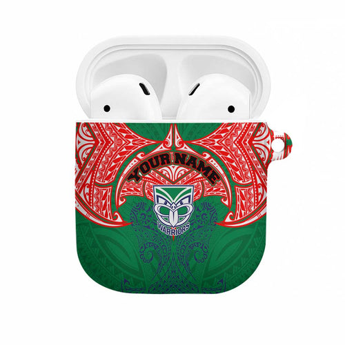 Personalized New Zealand Warriors AirPods Case Polynesian Tribal Pattern Style