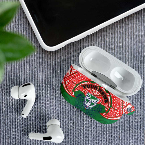 Personalized New Zealand Warriors AirPods Case Polynesian Tribal Pattern Style