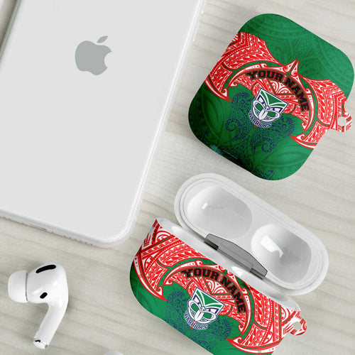 Personalized New Zealand Warriors AirPods Case Polynesian Tribal Pattern Style