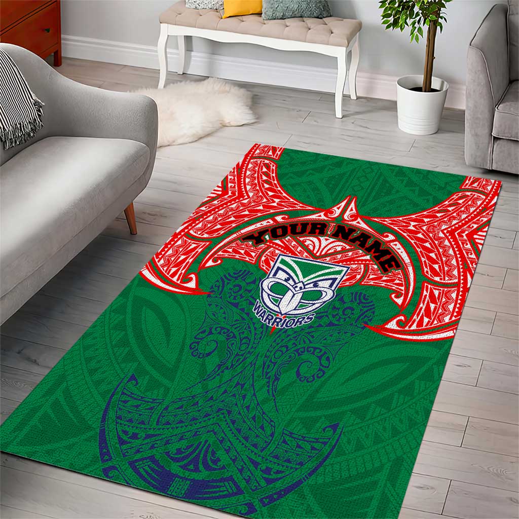Personalized New Zealand Warriors Area Rug Polynesian Tribal Pattern Style