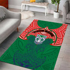 Personalized New Zealand Warriors Area Rug Polynesian Tribal Pattern Style