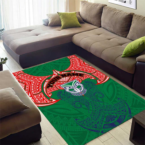 Personalized New Zealand Warriors Area Rug Polynesian Tribal Pattern Style