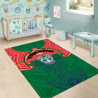 Personalized New Zealand Warriors Area Rug Polynesian Tribal Pattern Style