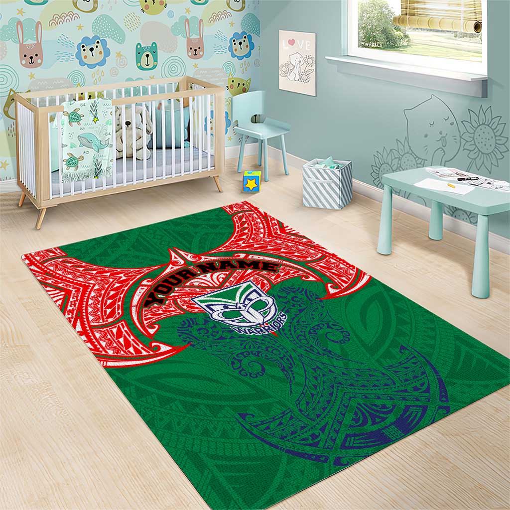 Personalized New Zealand Warriors Area Rug Polynesian Tribal Pattern Style