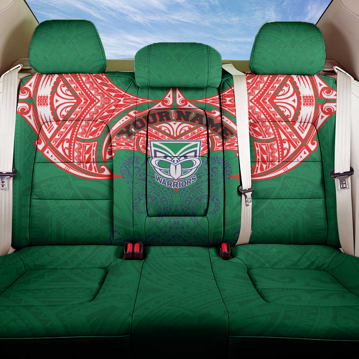 Personalized New Zealand Warriors Back Car Seat Cover Polynesian Tribal Pattern Style
