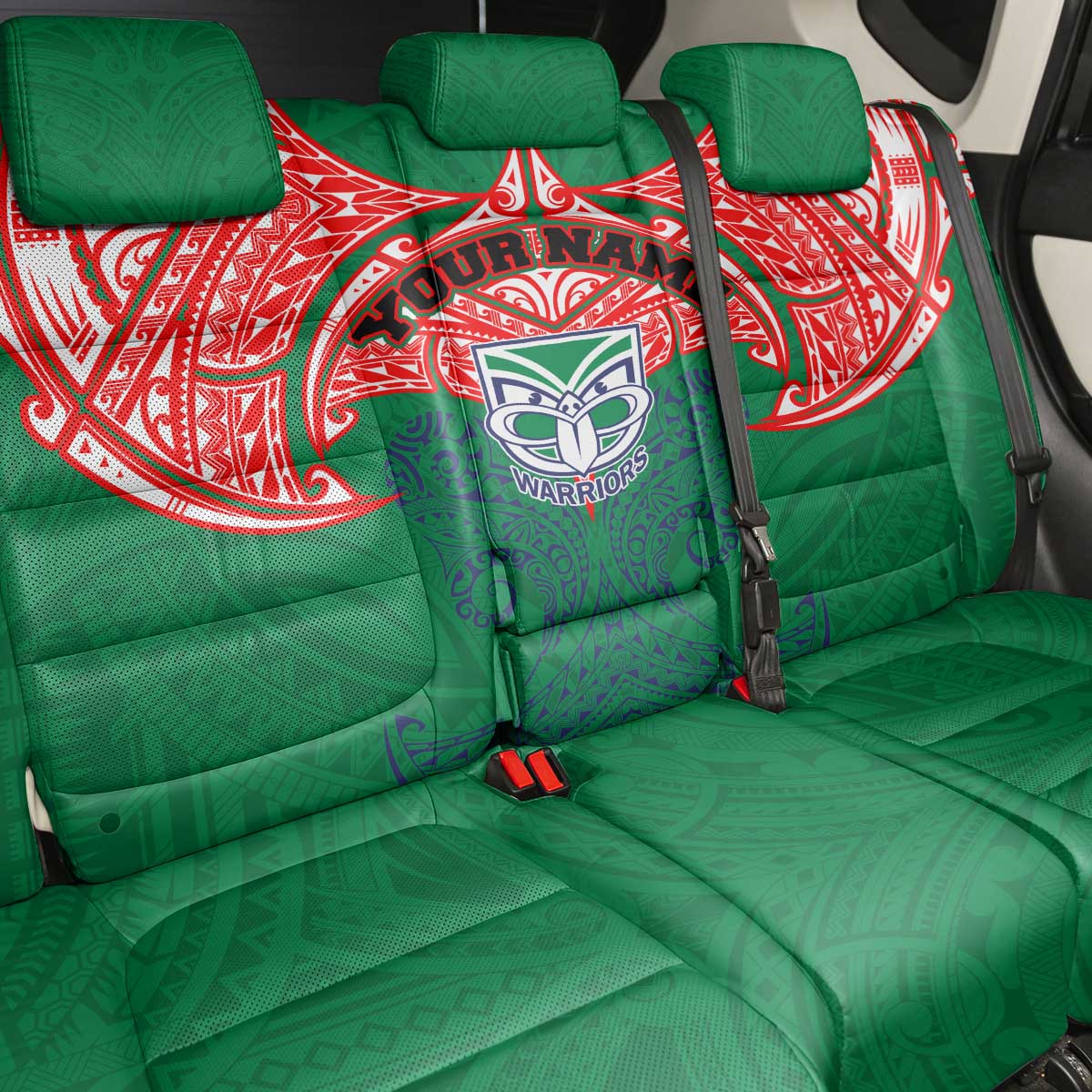 Personalized New Zealand Warriors Back Car Seat Cover Polynesian Tribal Pattern Style