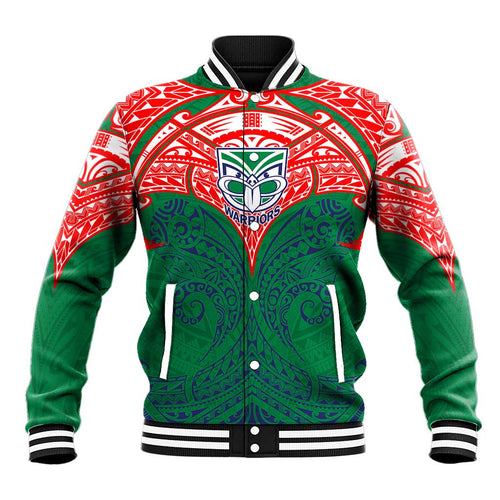 Personalized New Zealand Warriors Baseball Jacket Polynesian Tribal Pattern Style