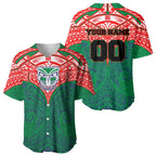 Personalized New Zealand Warriors Baseball Jersey Polynesian Tribal Pattern Style