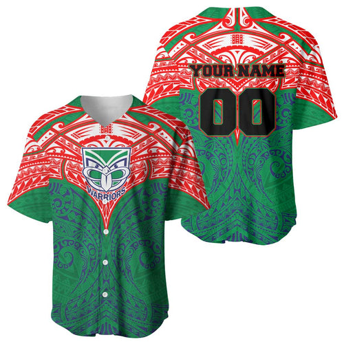 Personalized New Zealand Warriors Baseball Jersey Polynesian Tribal Pattern Style
