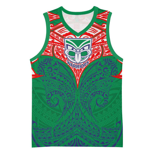 Personalized New Zealand Warriors Basketball Jersey Polynesian Tribal Pattern Style