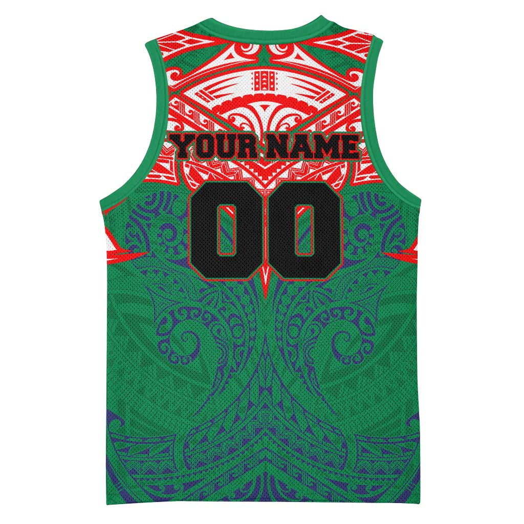 Personalized New Zealand Warriors Basketball Jersey Polynesian Tribal Pattern Style