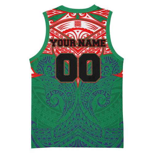 Personalized New Zealand Warriors Basketball Jersey Polynesian Tribal Pattern Style