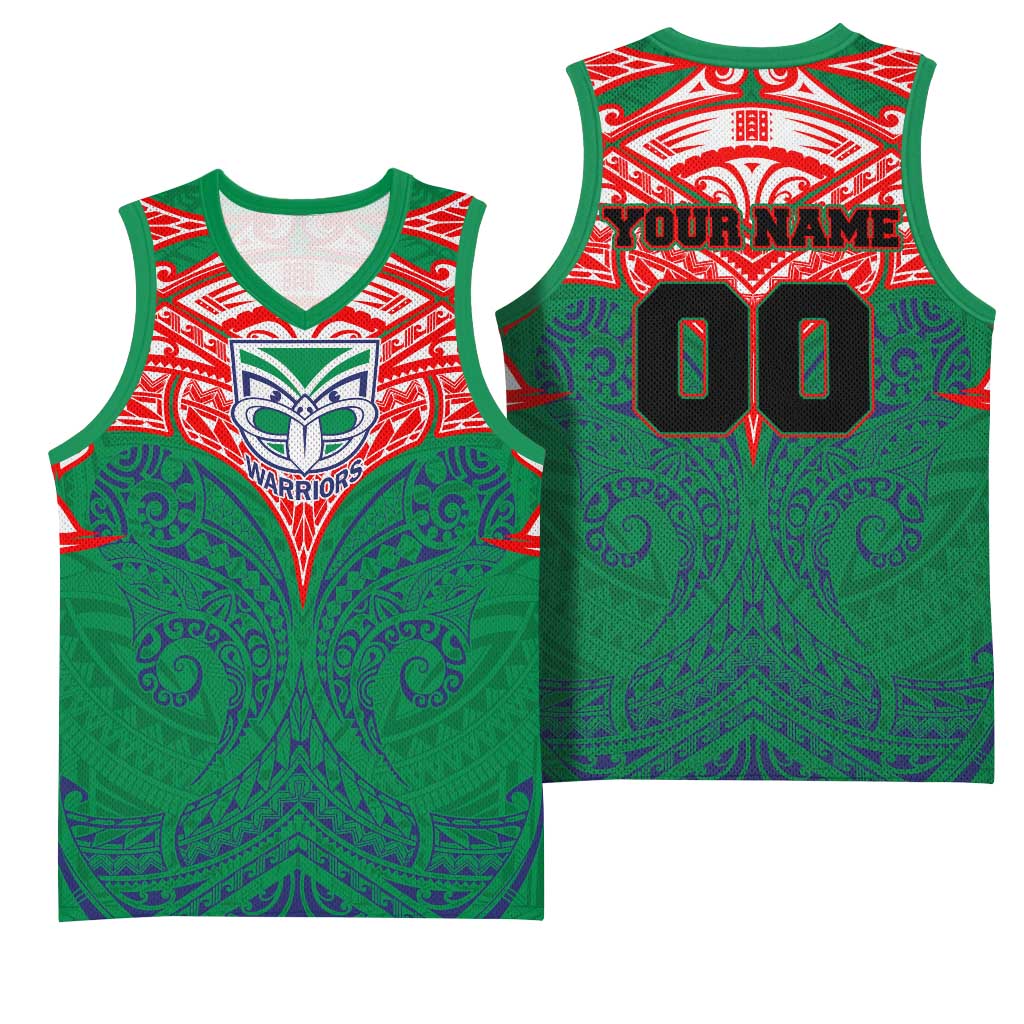 Personalized New Zealand Warriors Basketball Jersey Polynesian Tribal Pattern Style