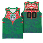 Personalized New Zealand Warriors Basketball Jersey Polynesian Tribal Pattern Style