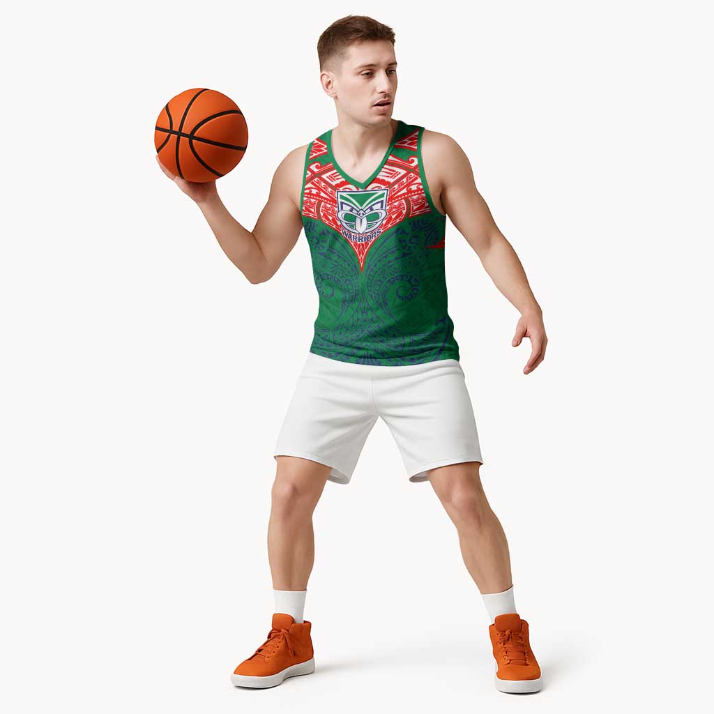 Personalized New Zealand Warriors Basketball Jersey Polynesian Tribal Pattern Style