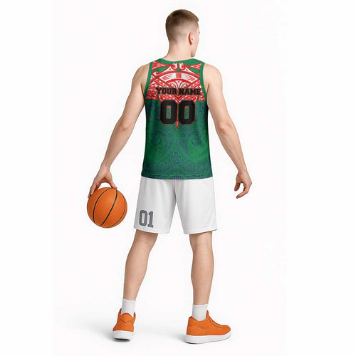 Personalized New Zealand Warriors Basketball Jersey Polynesian Tribal Pattern Style