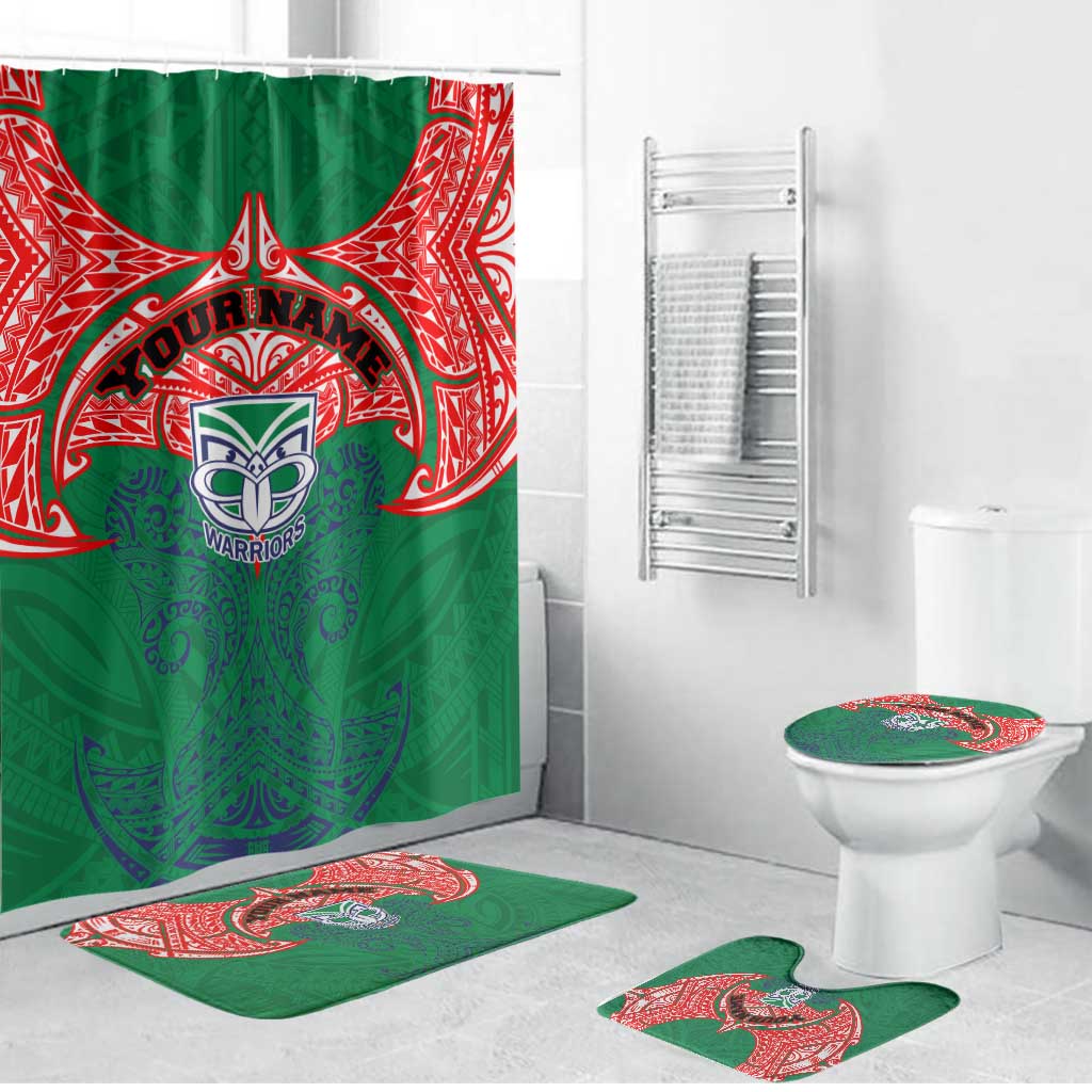 Personalized New Zealand Warriors Bathroom Set Polynesian Tribal Pattern Style
