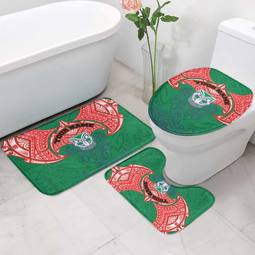 Personalized New Zealand Warriors Bathroom Set Polynesian Tribal Pattern Style