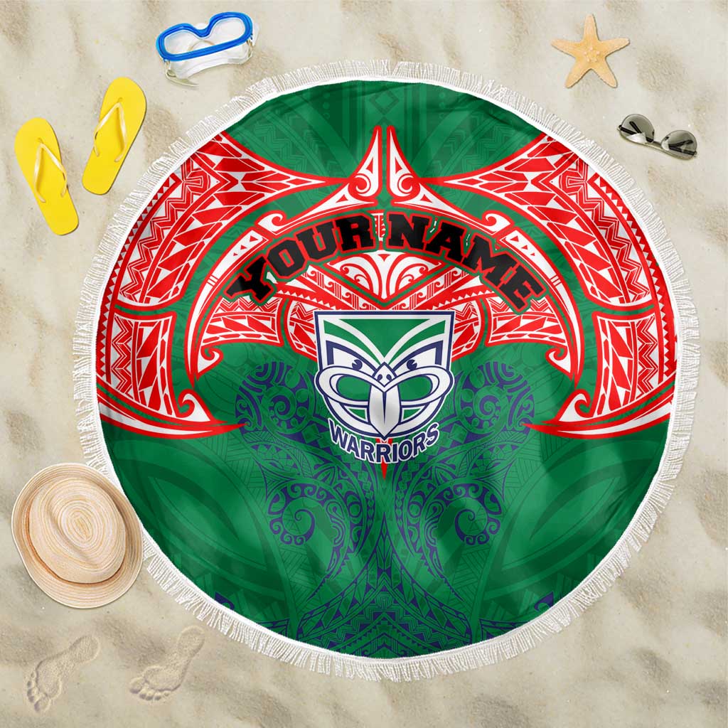 Personalized New Zealand Warriors Beach Blanket Polynesian Tribal Pattern Style