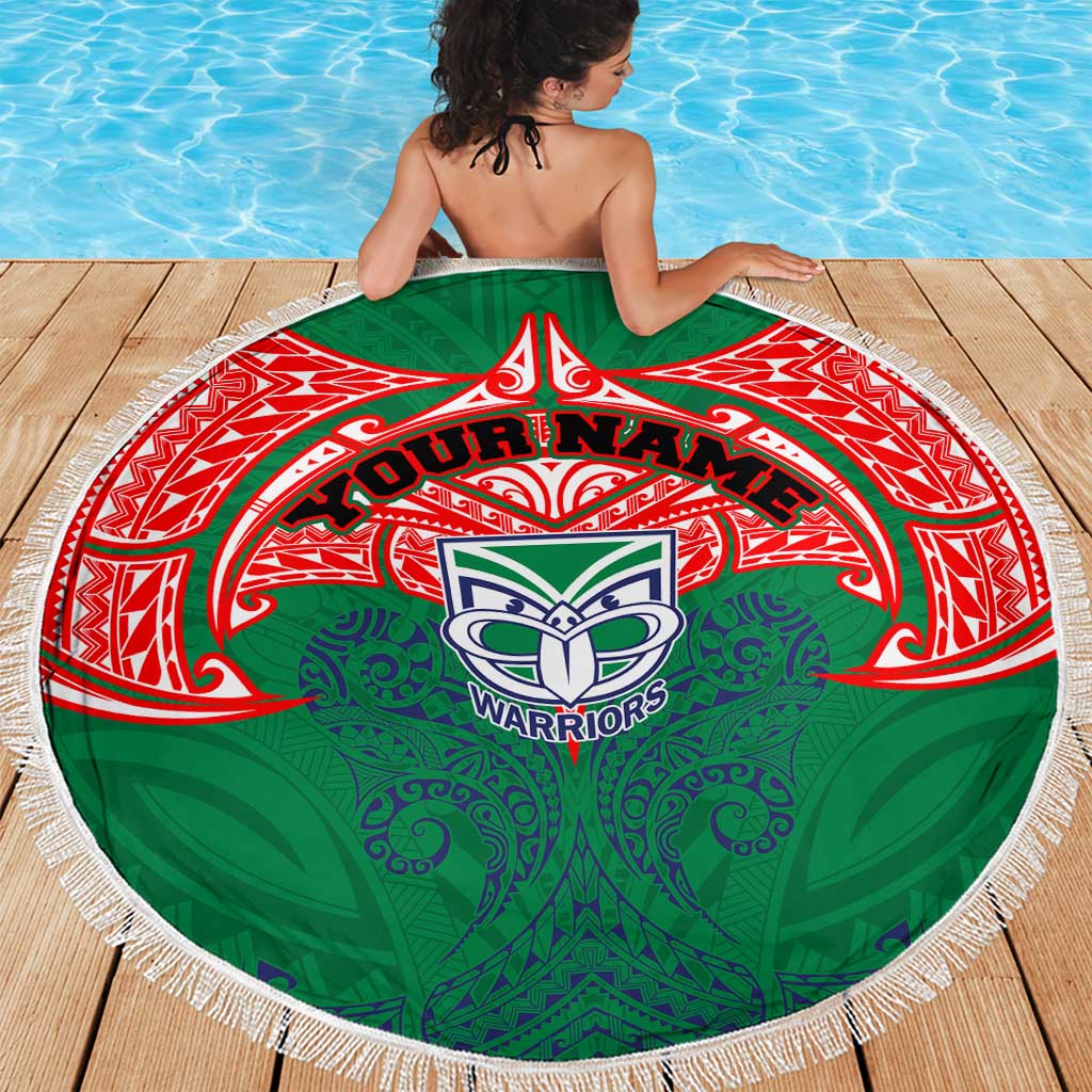 Personalized New Zealand Warriors Beach Blanket Polynesian Tribal Pattern Style