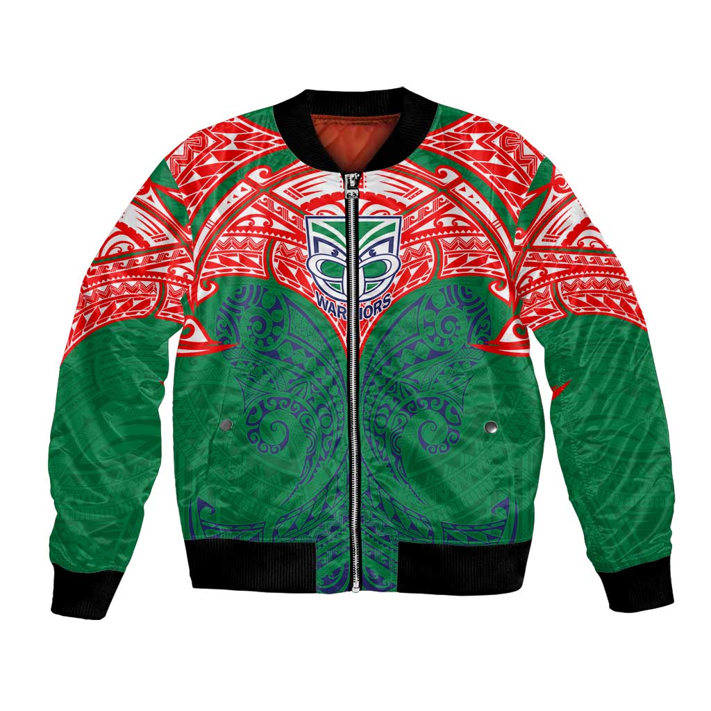 Personalized New Zealand Warriors Bomber Jacket Polynesian Tribal Pattern Style