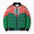 Personalized New Zealand Warriors Bomber Puffer Jacket Polynesian Tribal Pattern Style
