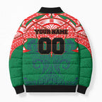 Personalized New Zealand Warriors Bomber Puffer Jacket Polynesian Tribal Pattern Style