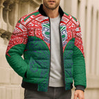 Personalized New Zealand Warriors Bomber Puffer Jacket Polynesian Tribal Pattern Style