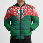 Personalized New Zealand Warriors Bomber Puffer Jacket Polynesian Tribal Pattern Style