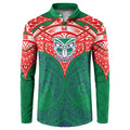 Personalized New Zealand Warriors Button Sweatshirt Polynesian Tribal Pattern Style
