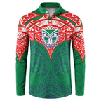 Personalized New Zealand Warriors Button Sweatshirt Polynesian Tribal Pattern Style