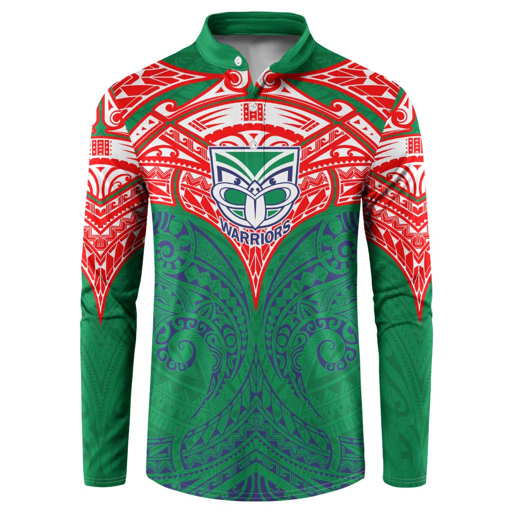 Personalized New Zealand Warriors Button Sweatshirt Polynesian Tribal Pattern Style