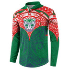 Personalized New Zealand Warriors Button Sweatshirt Polynesian Tribal Pattern Style