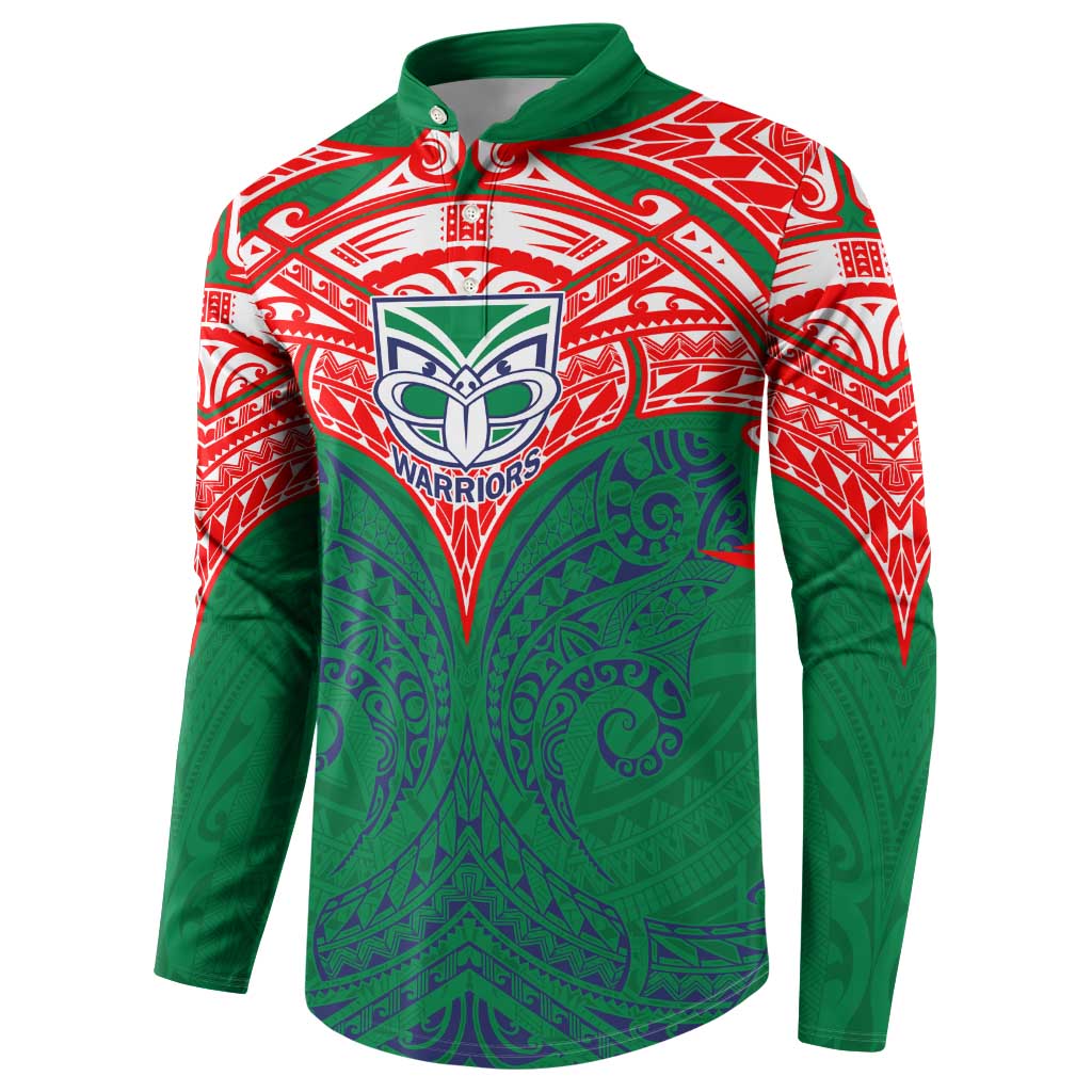 Personalized New Zealand Warriors Button Sweatshirt Polynesian Tribal Pattern Style