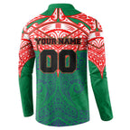 Personalized New Zealand Warriors Button Sweatshirt Polynesian Tribal Pattern Style