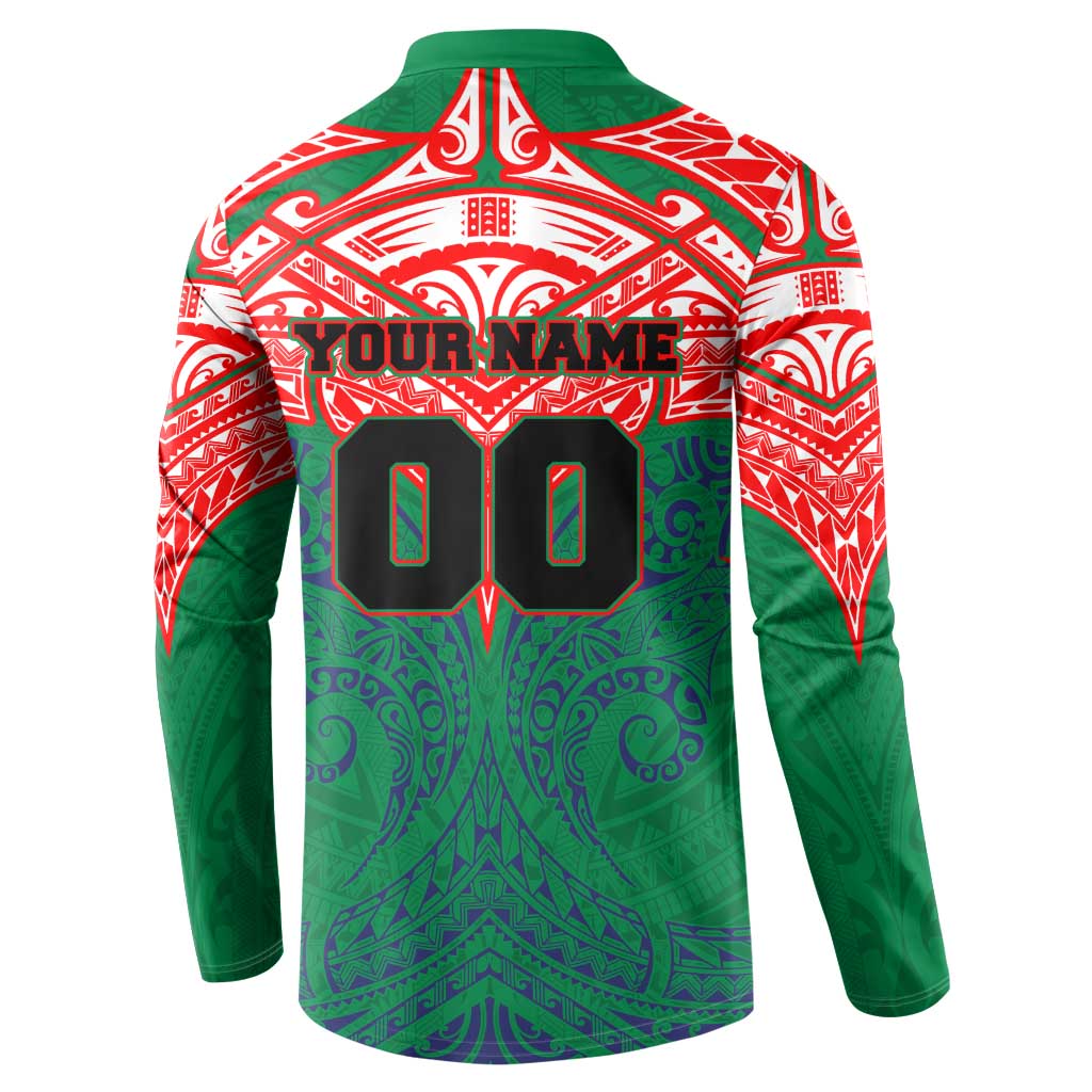 Personalized New Zealand Warriors Button Sweatshirt Polynesian Tribal Pattern Style