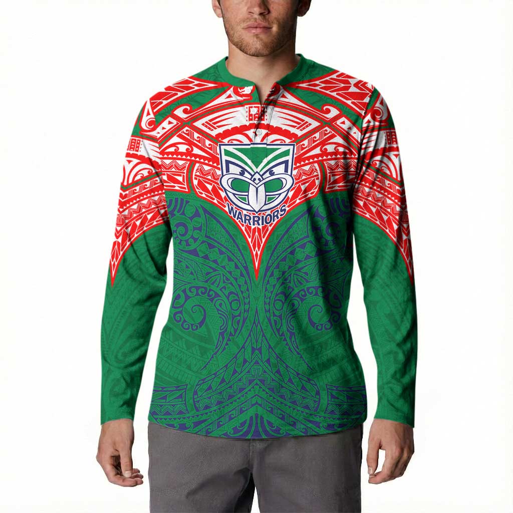Personalized New Zealand Warriors Button Sweatshirt Polynesian Tribal Pattern Style