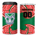 Personalized New Zealand Warriors 4 in 1 Can Cooler Tumbler Polynesian Tribal Pattern Style