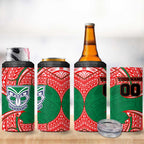 Personalized New Zealand Warriors 4 in 1 Can Cooler Tumbler Polynesian Tribal Pattern Style
