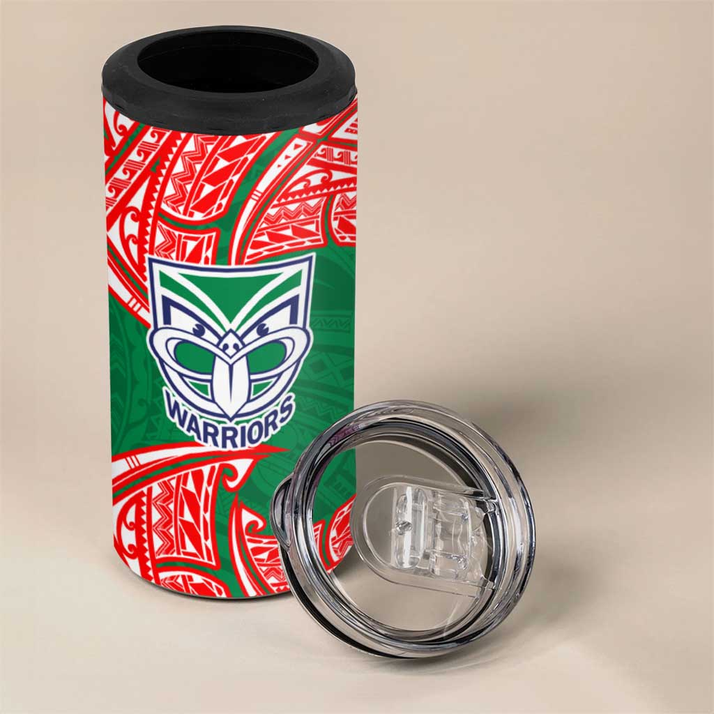 Personalized New Zealand Warriors 4 in 1 Can Cooler Tumbler Polynesian Tribal Pattern Style
