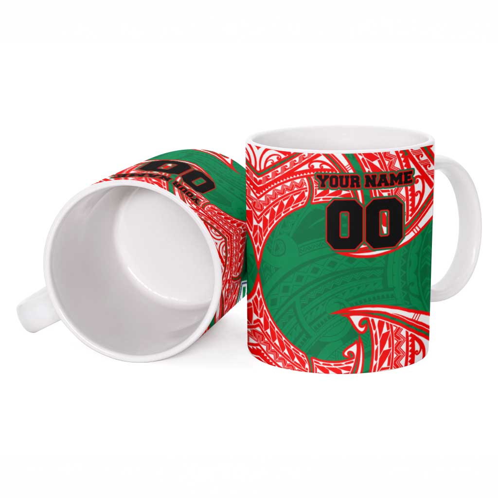 Personalized New Zealand Warriors Ceramic Mug Polynesian Tribal Pattern Style