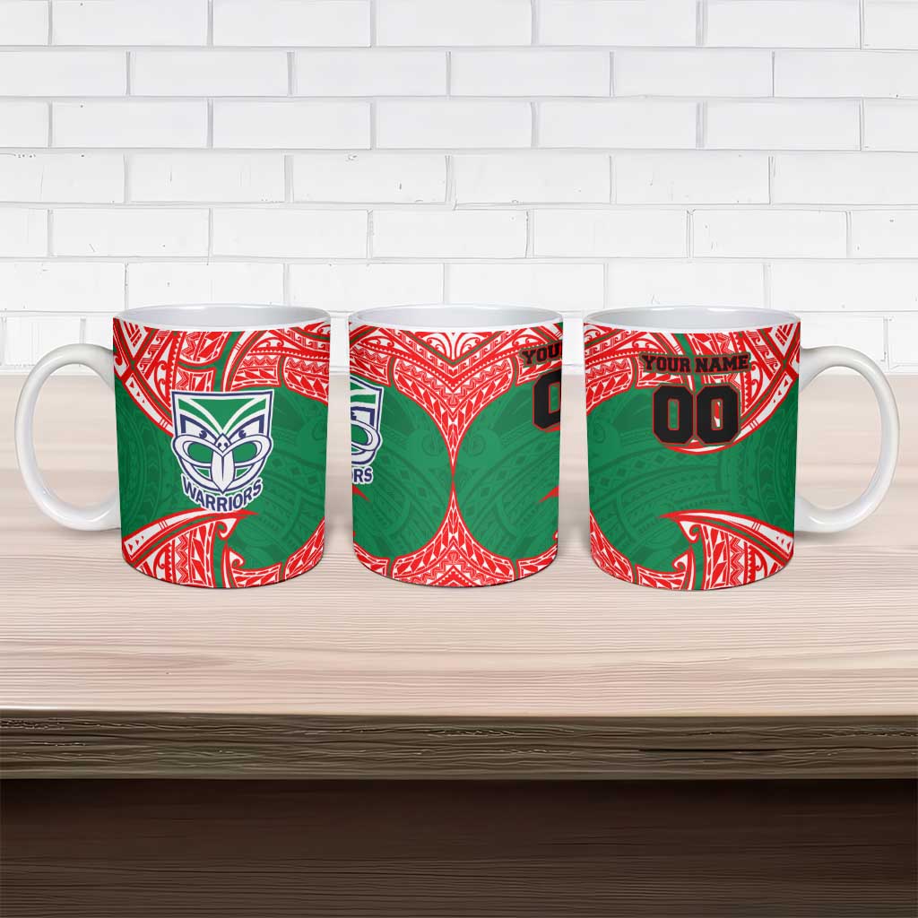 Personalized New Zealand Warriors Ceramic Mug Polynesian Tribal Pattern Style