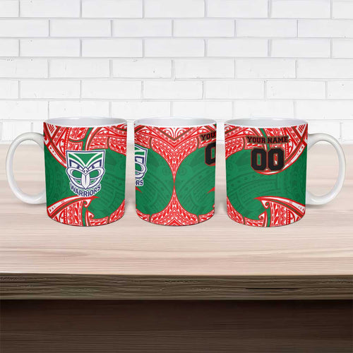 Personalized New Zealand Warriors Ceramic Mug Polynesian Tribal Pattern Style