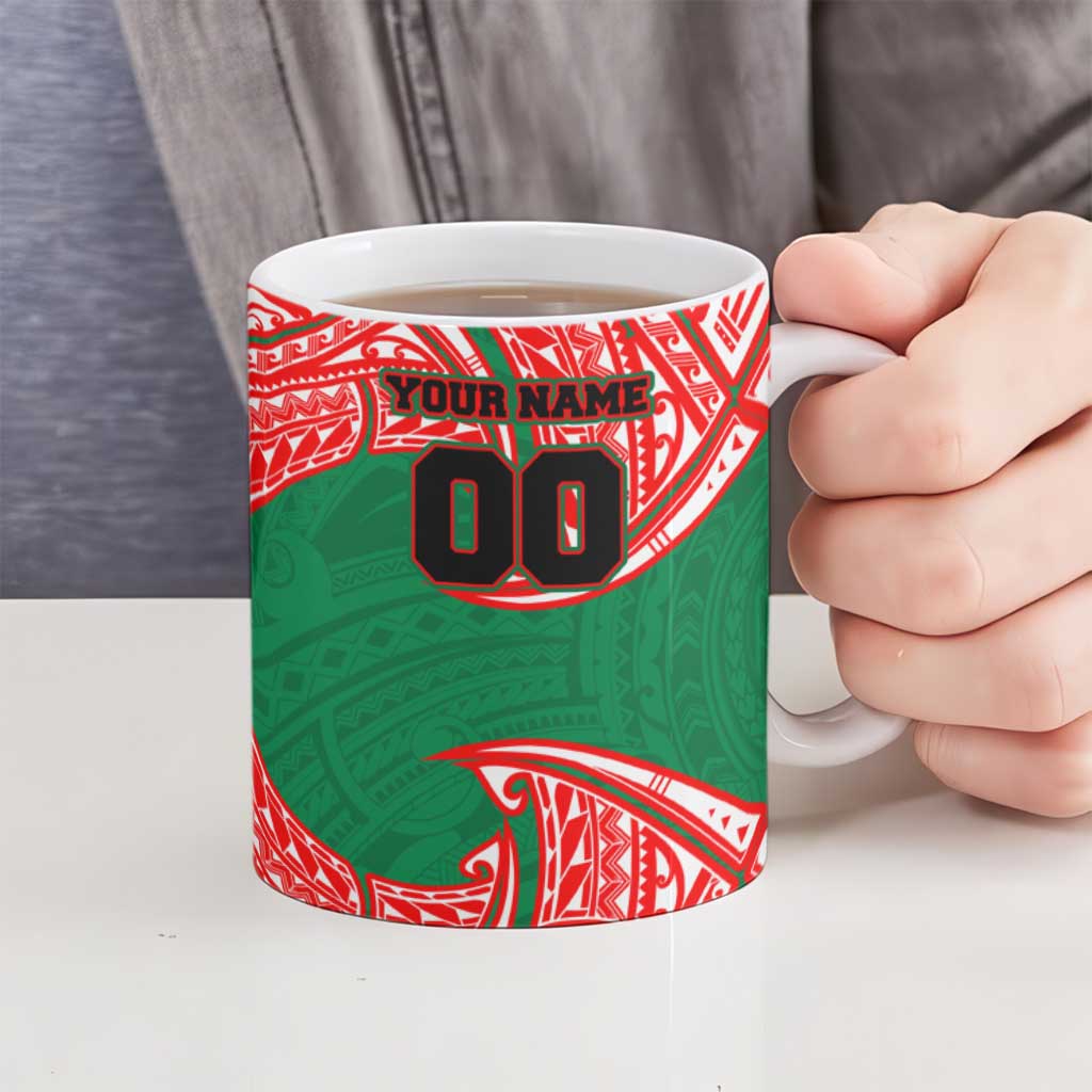 Personalized New Zealand Warriors Ceramic Mug Polynesian Tribal Pattern Style