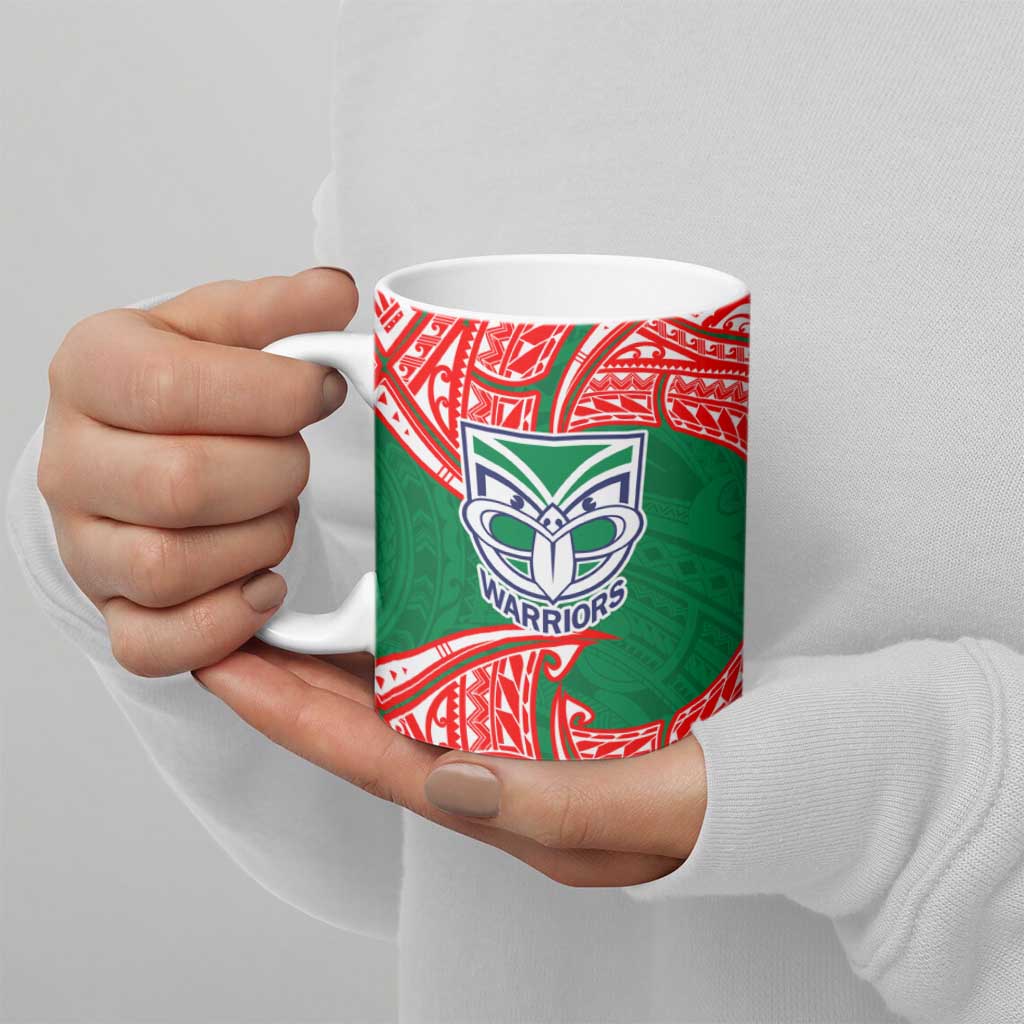 Personalized New Zealand Warriors Ceramic Mug Polynesian Tribal Pattern Style