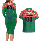 Personalized New Zealand Warriors Couples Matching Long Sleeve Bodycon Dress and Hawaiian Shirt Polynesian Tribal Pattern Style
