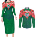 Personalized New Zealand Warriors Couples Matching Long Sleeve Bodycon Dress and Long Sleeve Button Shirt Polynesian Tribal Pattern Style