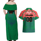 Personalized New Zealand Warriors Couples Matching Off Shoulder Maxi Dress and Hawaiian Shirt Polynesian Tribal Pattern Style