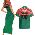 Personalized New Zealand Warriors Couples Matching Short Sleeve Bodycon Dress and Hawaiian Shirt Polynesian Tribal Pattern Style