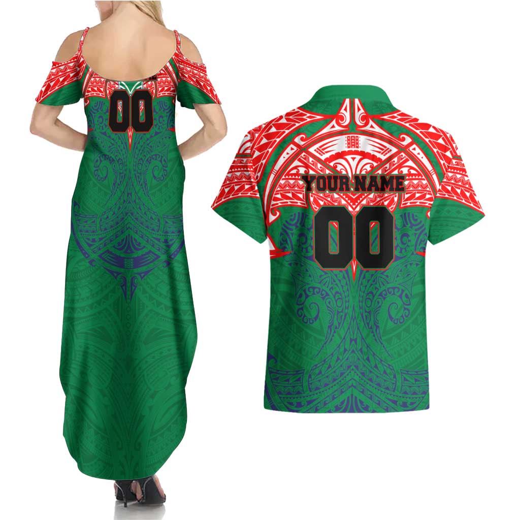 Personalized New Zealand Warriors Couples Matching Summer Maxi Dress and Hawaiian Shirt Polynesian Tribal Pattern Style